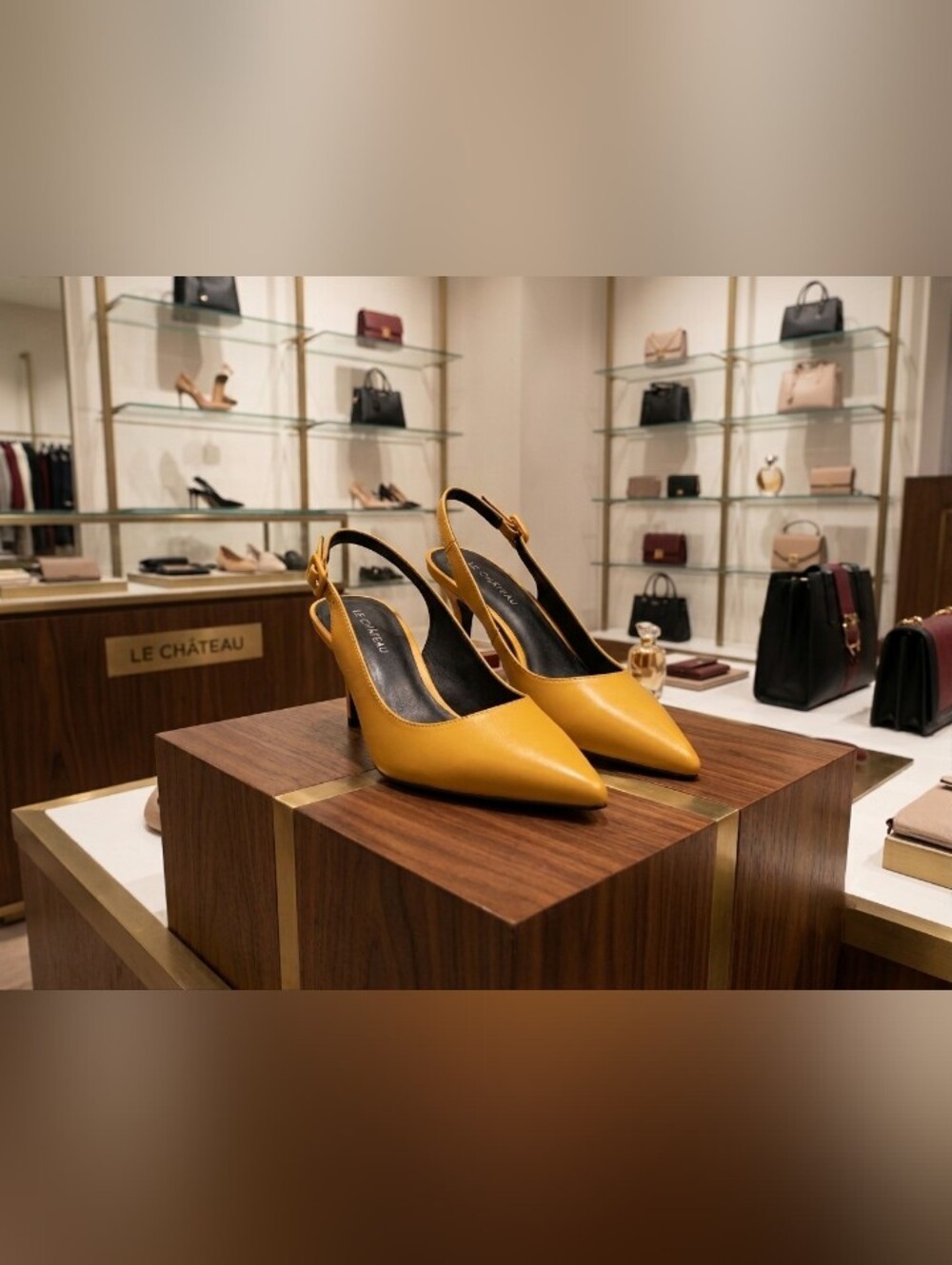 5/$100 le chateau Mustard Yellow Pointed-Toe Slingback Heels